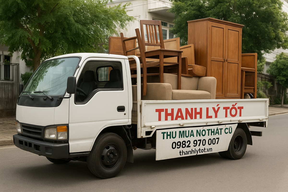 Hỉnh ảnh xe tải chở đồ thanh lý về kho