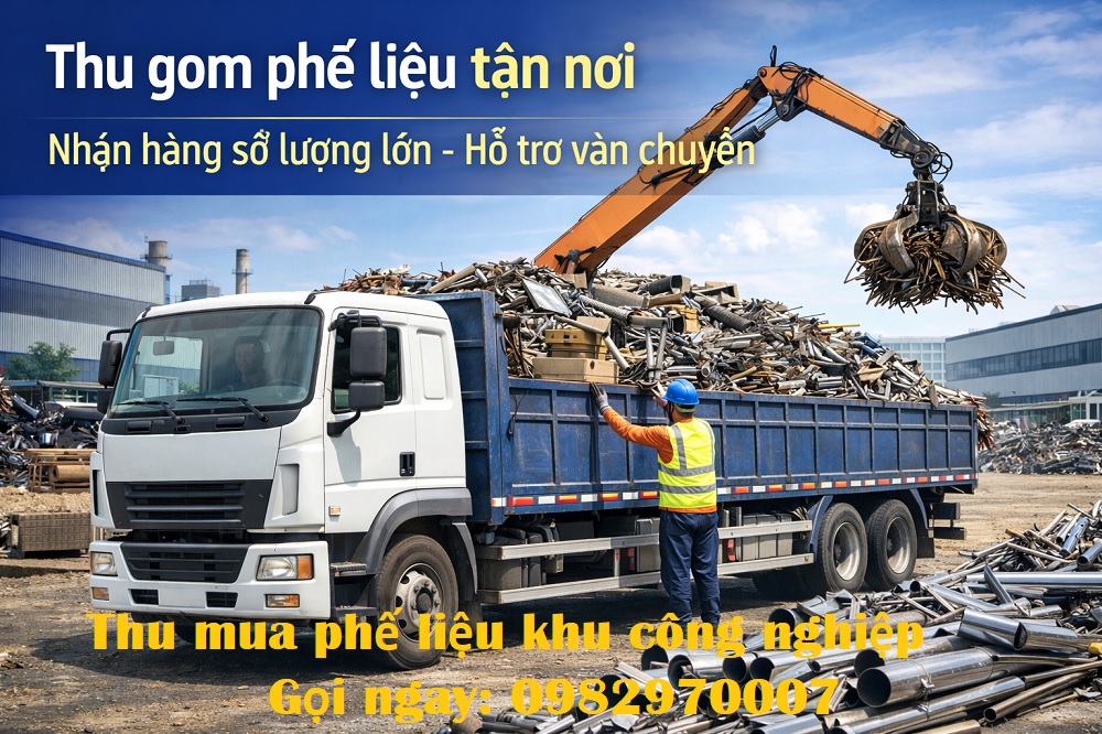 Ảnh xe thực tế thu mua phế liệu khu công nghiệp tại công trình