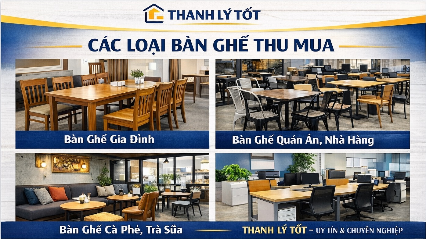 Hình ảnh các loại bàn ghế thu mua tại Thanh Lý Tốt
