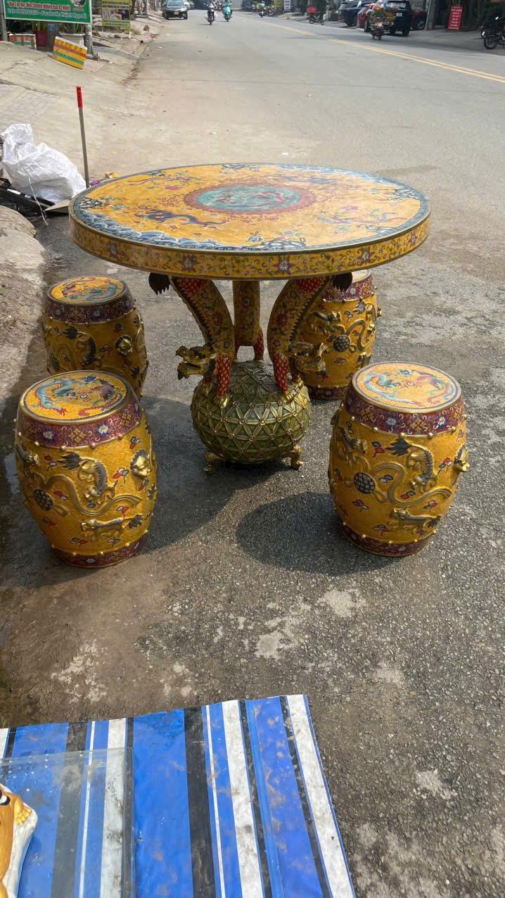 Hình ảnh thu mua bộ bàn trà đồng pháp lam tại Thanh Lý Tốt