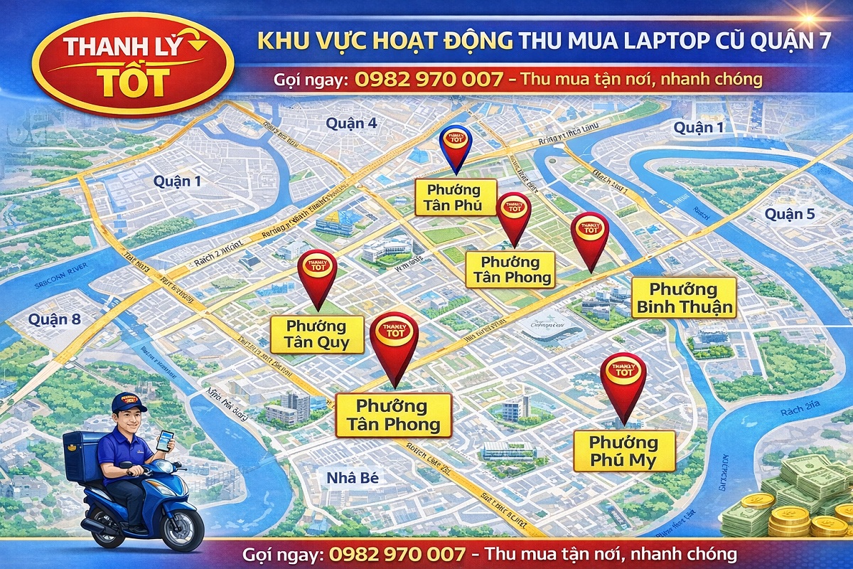 Khu vực thu mua laptop cũ quận 7 tận nơi