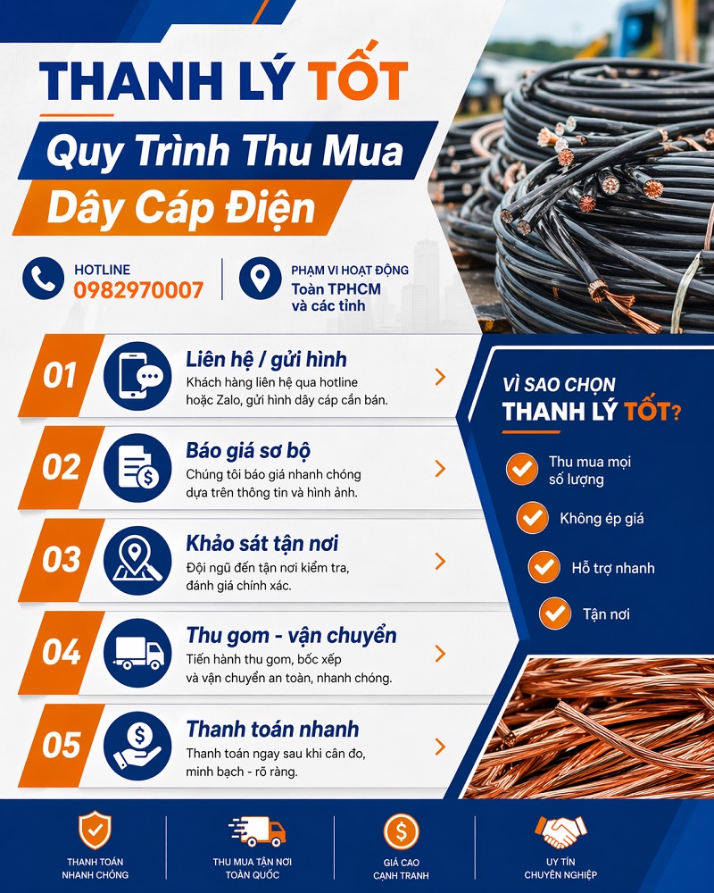 Ảnh quy trình thu mua dây cáp điện tại THANH LÝ TỐT