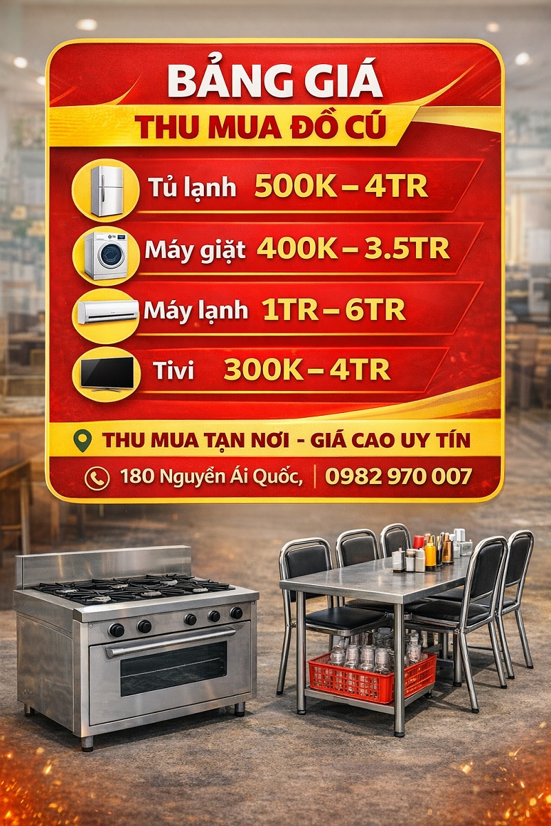 Ảnh bảng giá thu mua đồ cũ tham khào tại Đồng Nai