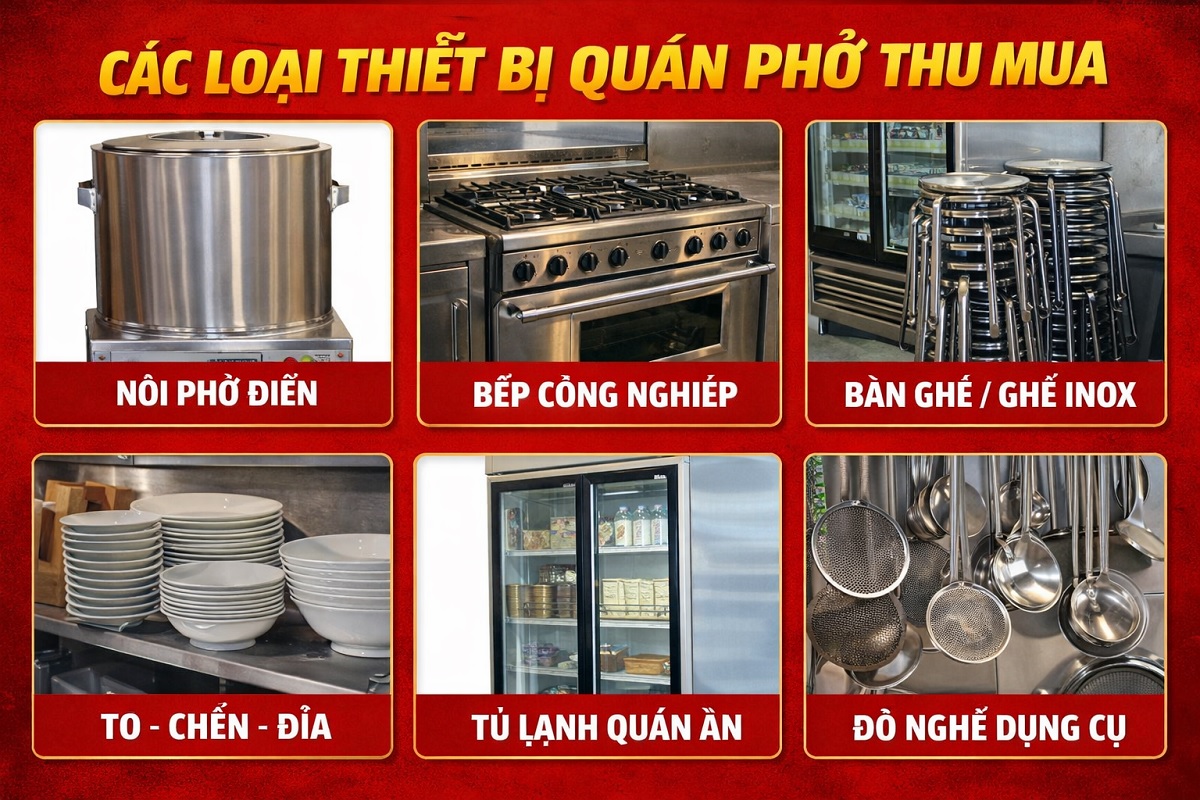 Ảnh các đồ dùng quán phở mà Thanh Lý Tốt thu mua