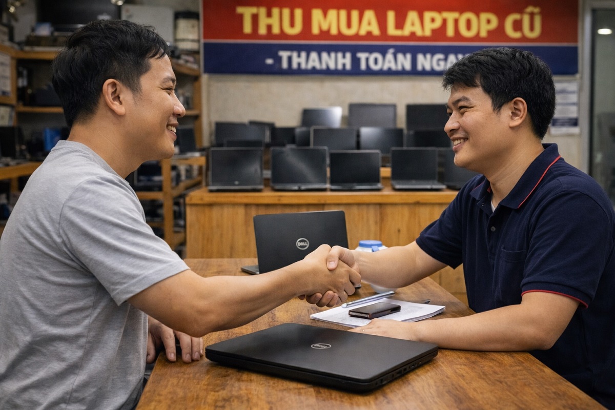khách bán laptop cũ tại cửa hàng thu mua laptop TPHCM