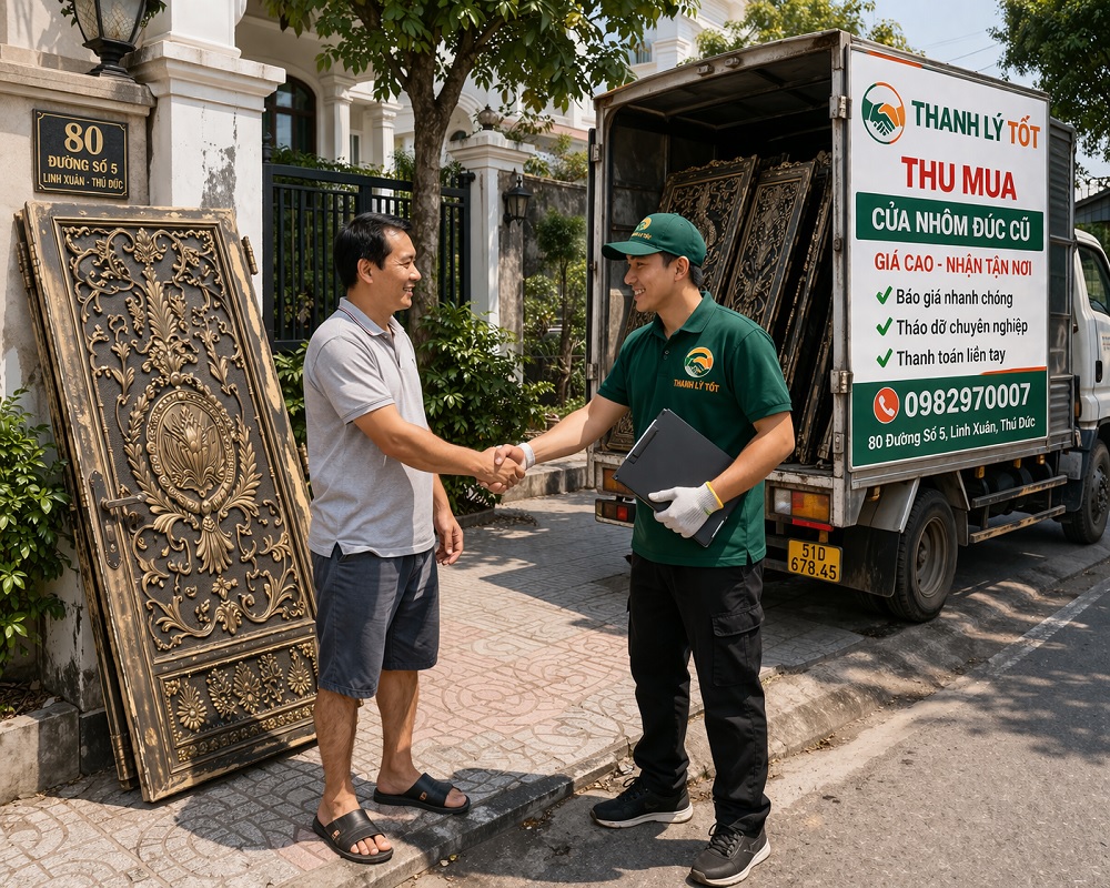 Ành nhân viên đến tận nơi thu mua cửa cổng nhôm đúc cũ biệt thự tại Quận 2