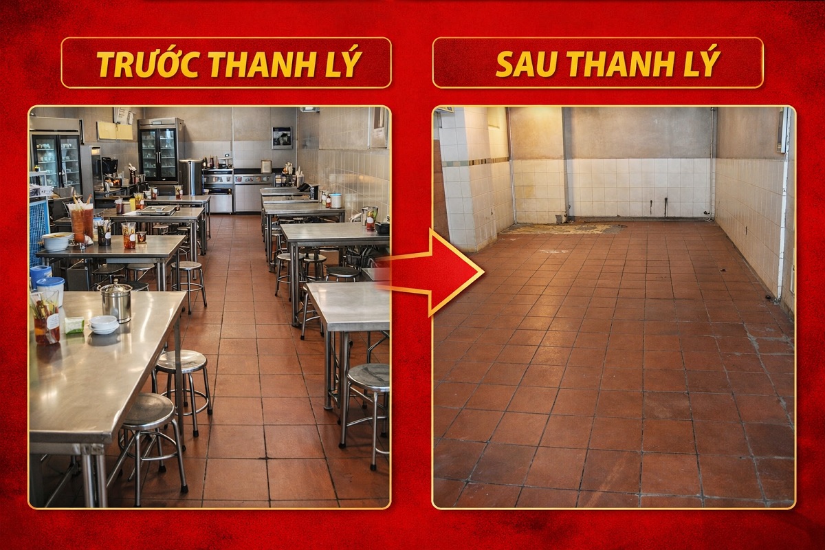 Hình ảnh thực tế trước và sau khi thu mua quán phở tại TPHCM