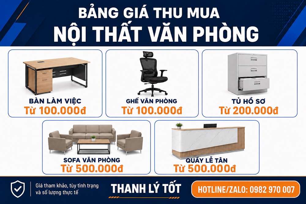 Bảng giá thu mua nội thất văn phòng tại TP.HCM
