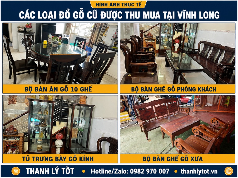 Hình ảnh thực tế các loại đồ gỗ cũ được thu mua tại Vĩnh Long