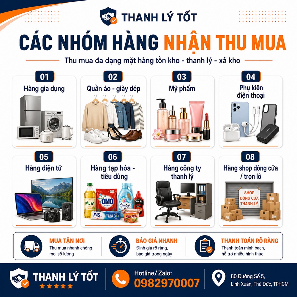 Các nhóm hàng tồn kho thanh lý THANH LÝ TỐT nhận thu mua