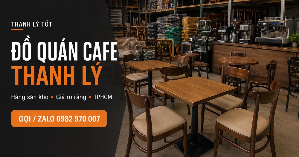 Bàn ghế và thiết bị quán cafe thanh lý tại kho ở TPHCM