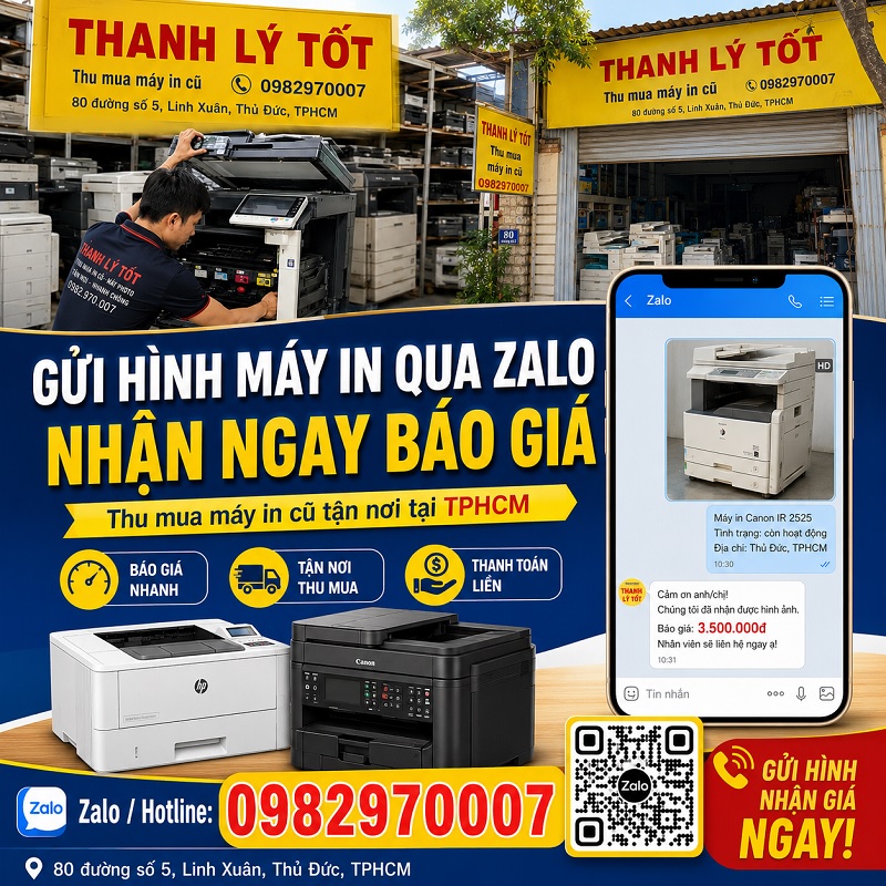 Chụp hình máy in gửi qua Zalo nhận ngay báo giá thu mua