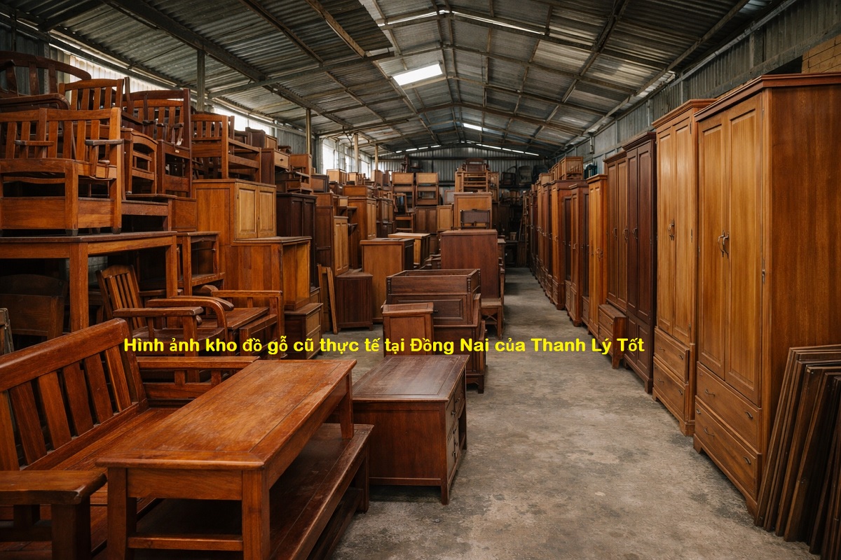 Hình ảnh bên trong kho đồ gỗ cũ tại Đồng Nai của Thanh Lý Tốt