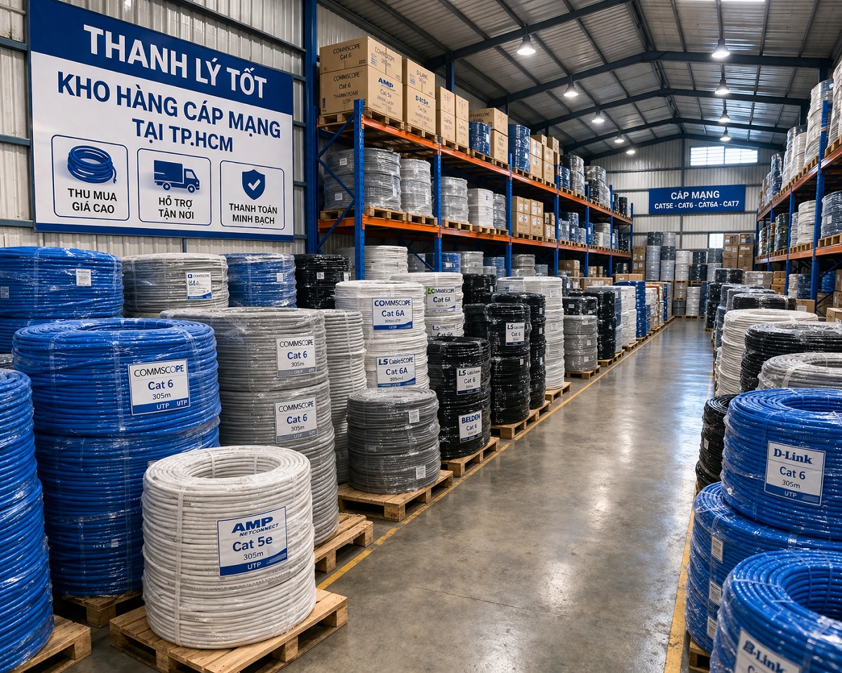 Thanh Lý Tốt hỗ trợ thu mua dây cáp mạng tồn kho, giải phóng diện tích và thu hồi vốn nhanh.