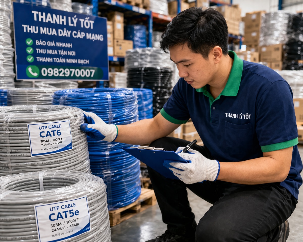 Quy trình thu mua dây cáp mạng tại Thanh Lý Tốt rõ ràng, hỗ trợ kiểm tra và báo giá nhanh.