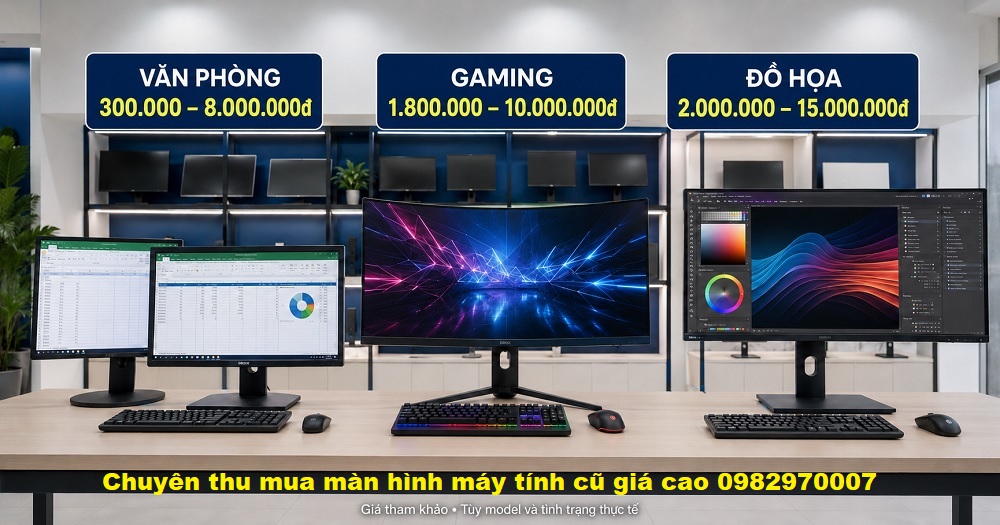 giá thu mua màn hình máy tính cũ theo kích thước