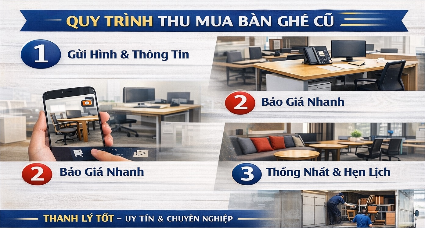quy trình thu mua bàn ghế cũ tại Thanh Lý Tốt