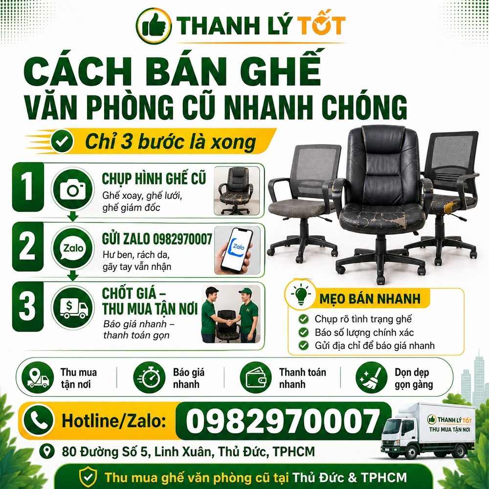 Quy Trình Thu Mua Ghế Văn Phòng Hư Hỏng Tại THANH LÝ TỐT
