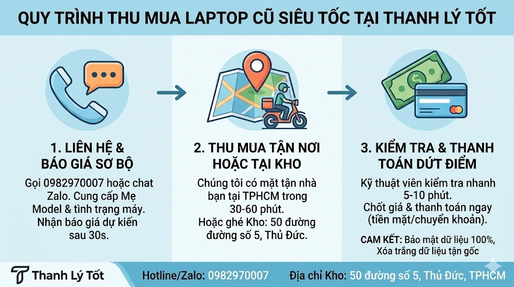 Quy trình thu mua laptop Siêu Tốc trong 3 bước