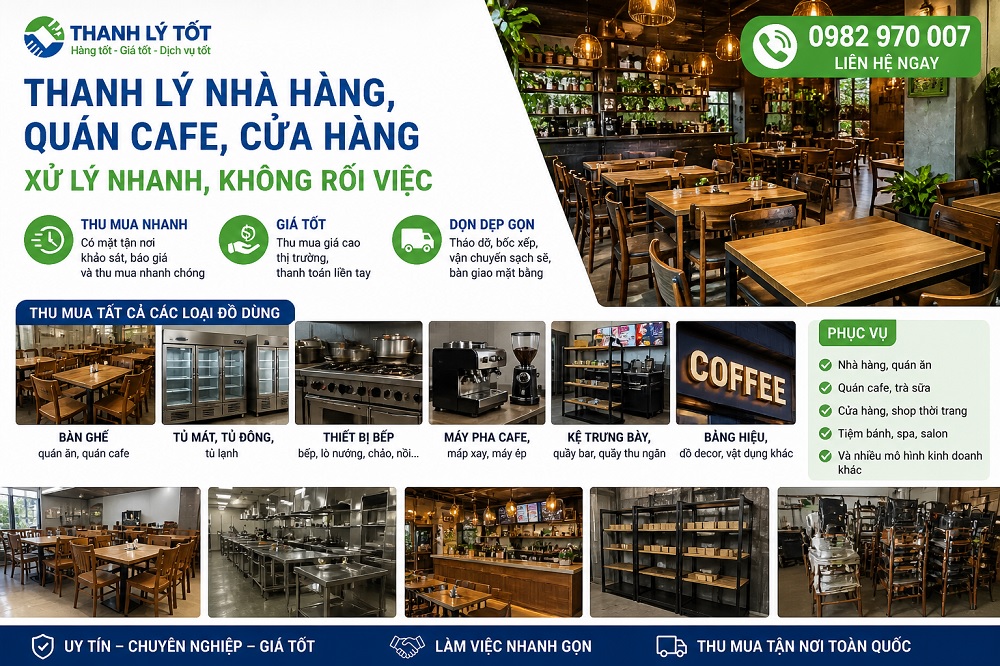 Thanh lý nhà hàng, quán cafe, cửa hàng – xử lý nhanh, không rối việc