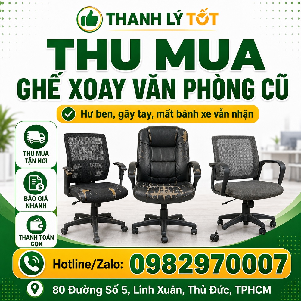THANH LÝ TỐT thu mua ghế văn phòng hư hỏng giá cao tại TPHCM