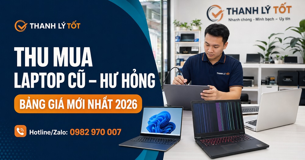 Chuyên thu mua laptop cũ hư hỏng giá cao, có bảng giá mới 2026 tại TPHCM