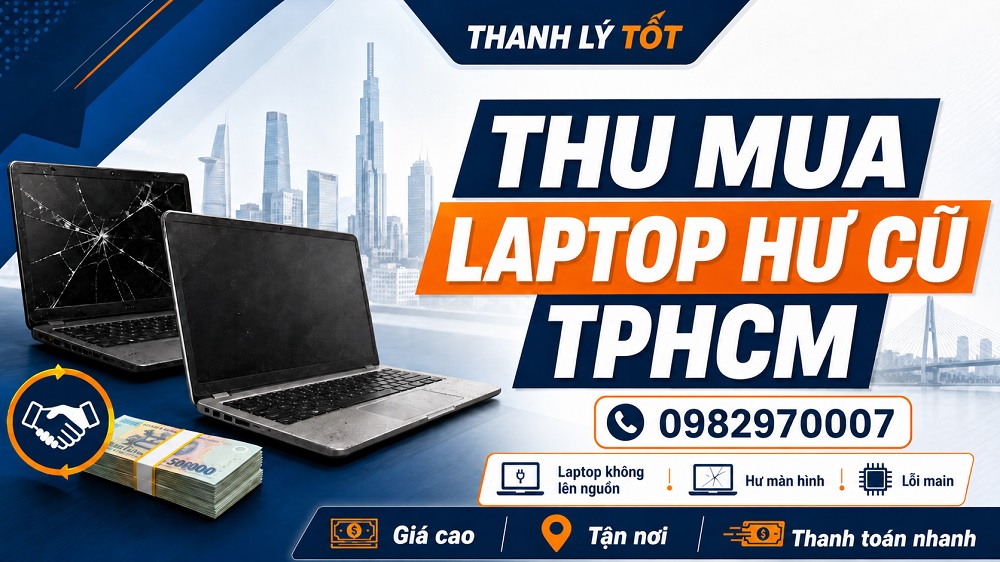 Cửa hàng thu mua laptop hư cũ TPHCM giá cao, nhanh chóng, uy tín