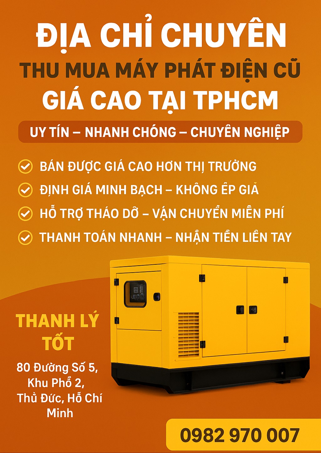 Địa Chỉ Chuyên Thu Mua Máy Phát Điện Cũ Giá Cao Tại TPHCM