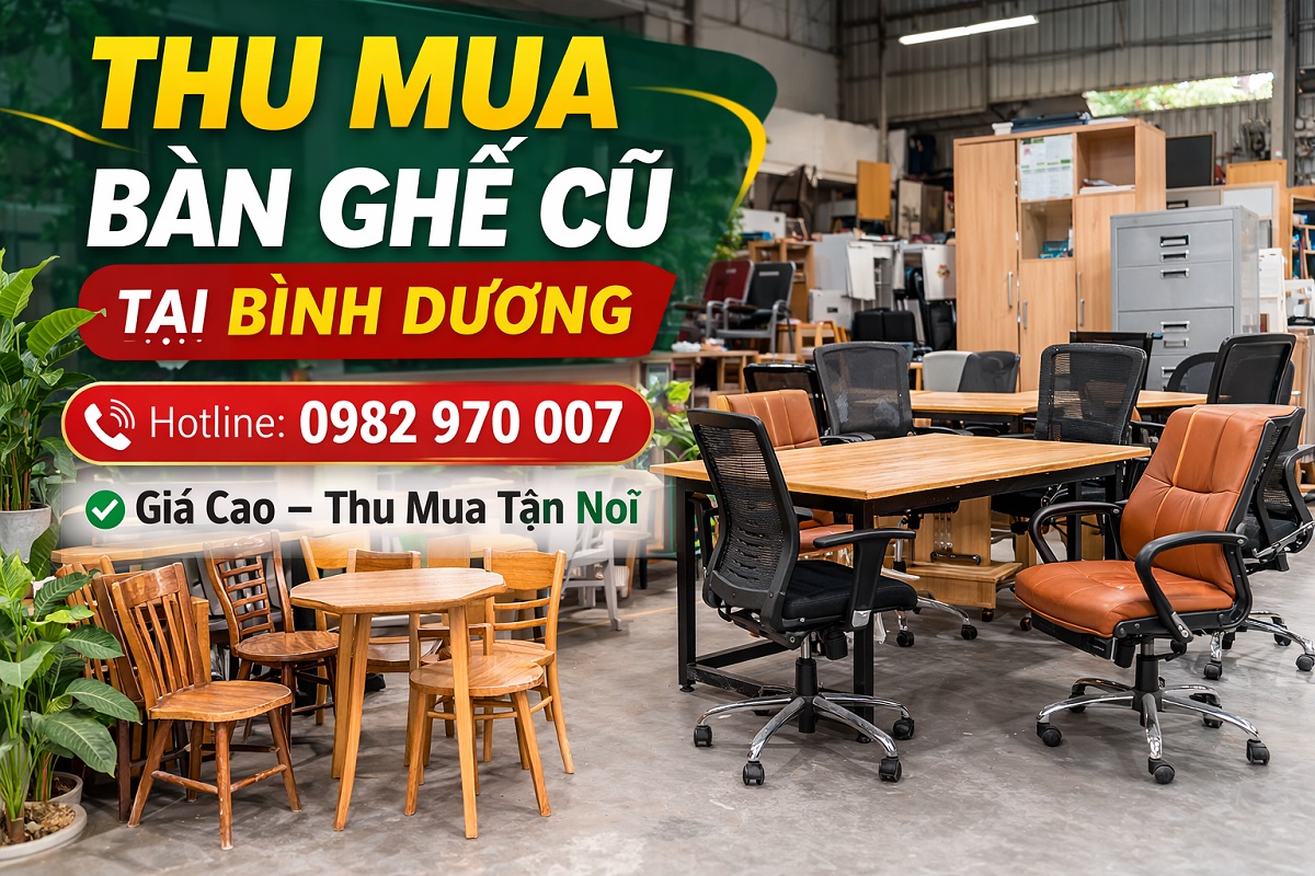 Hình ảnh thu mua bàn ghế cũ tại Bình Dương