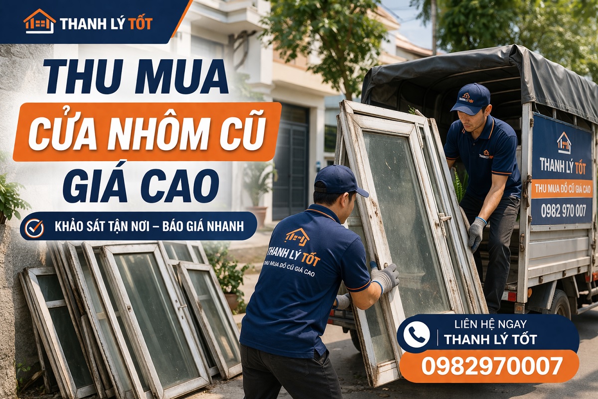 Dịch vụ thu mua cửa nhôm cũ tận nơi, báo giá nhanh tại Thanh Lý Tốt.