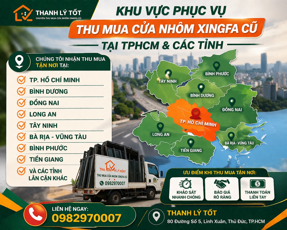 Thu mua cửa nhôm Xingfa cũ tại TPHCM và các tỉnh lân cận