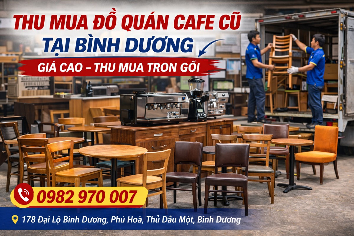 Hình ảnh thu mua đồ dùng bàn ghế quán cafe tại Bình Dương