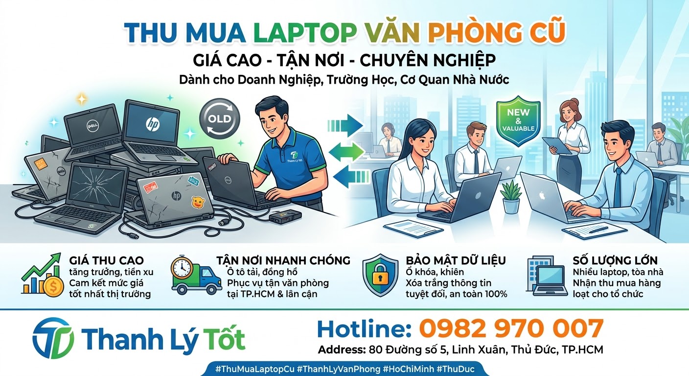 Thanh Lý Tốt – Đơn vị thu mua laptop văn phòng cũ giá cao tại TP.HCM