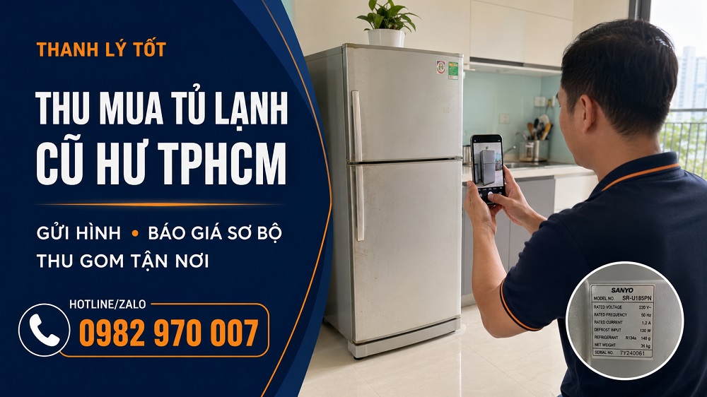 Gửi hình tủ lạnh cũ hư để Thanh Lý Tốt báo giá và thu gom tận nơi TPHCM