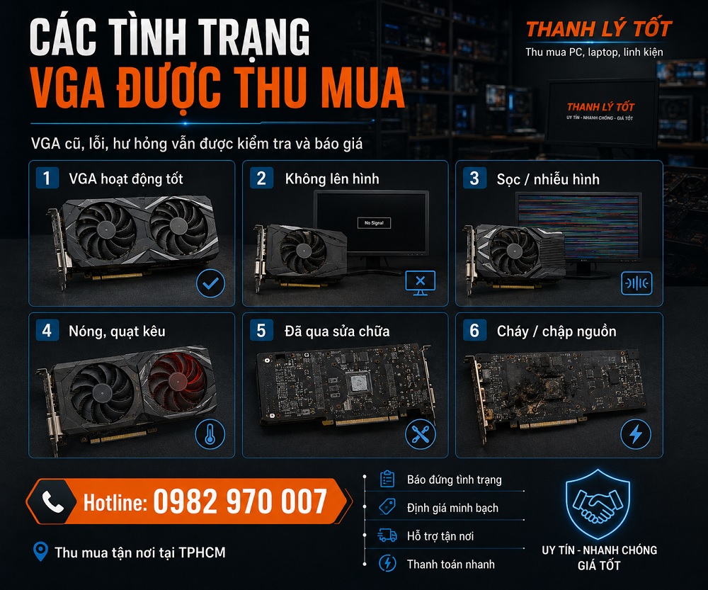 Thu mua VGA cũ hư không lên hình và bị lỗi tại TPHCM