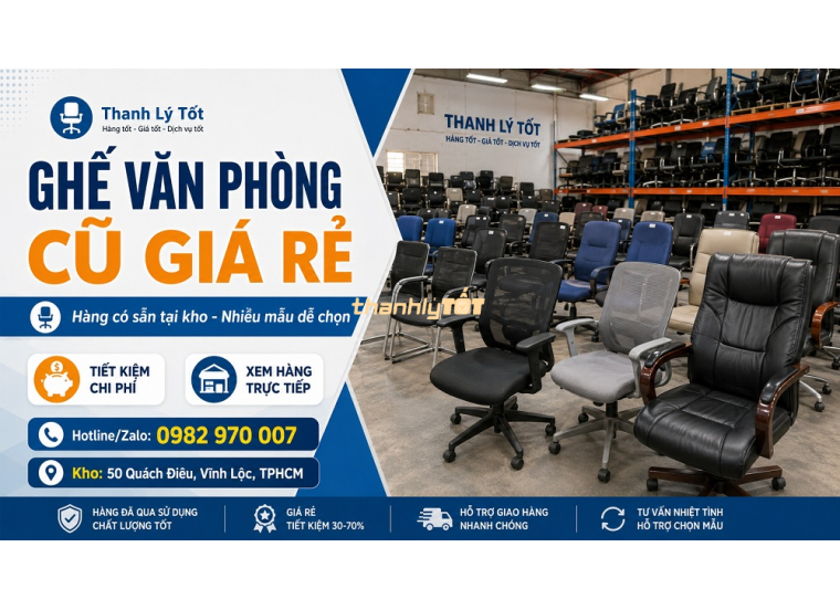 Bán ghế văn phòng cũ giá rẻ TPHCM– Hàng thanh lý chất lượng