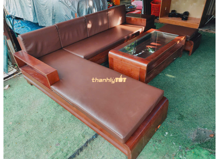 Sofa Gỗ Sồi Thanh Lý Giá Tốt – Mẫu Góc L Bọc Nệm Sang Trọng
