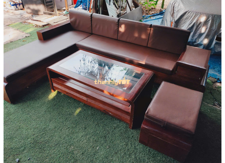 Sofa Gỗ Sồi Thanh Lý Giá Tốt – Mẫu Góc L Bọc Nệm Sang Trọng