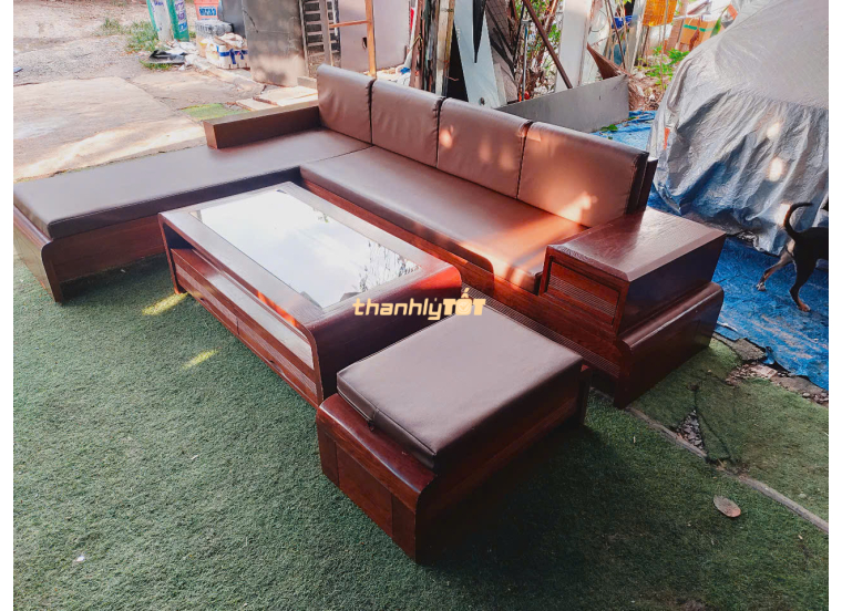 Sofa Gỗ Sồi Thanh Lý Giá Tốt – Mẫu Góc L Bọc Nệm Sang Trọng