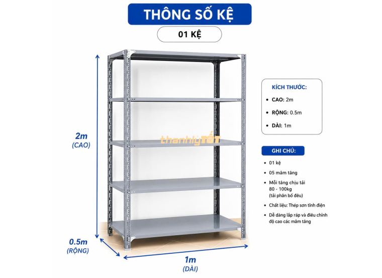 Thanh Lý Kệ Sắt V Lỗ 1m x 50 Giá Rẻ, Bền Chắc, Mới 90%