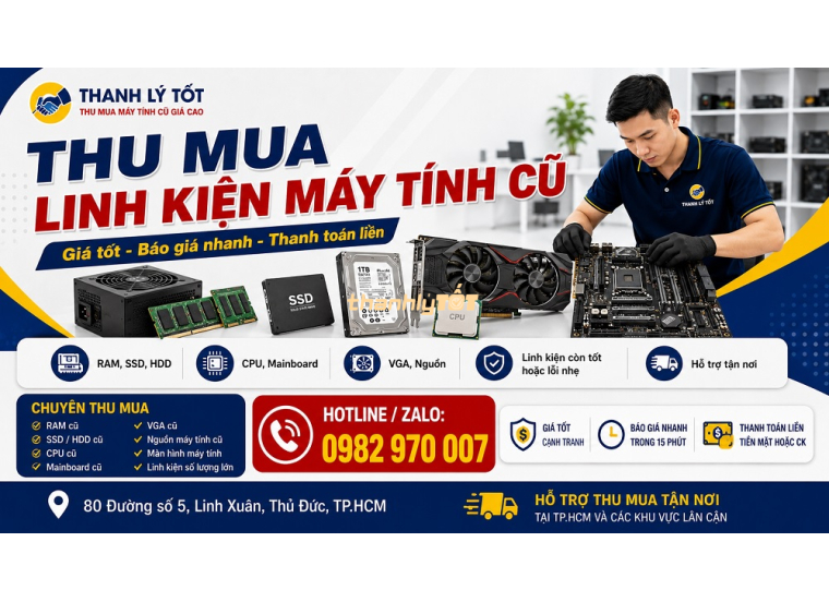 Bảng giá thu mua máy tính cũ TPHCM 2026 – Xem trước để khỏi bán hớ