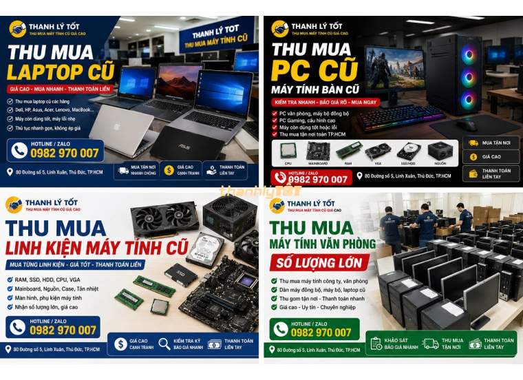Bảng giá thu mua máy tính cũ TPHCM 2026 – Xem trước để khỏi bán hớ